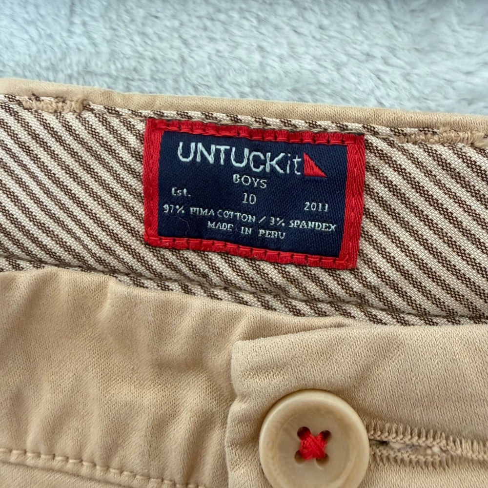 UNTUCKit Boys Tan Khaki Chino Shorts Pima Cotton Spandex Size 10‎ - Picture 3 of 10